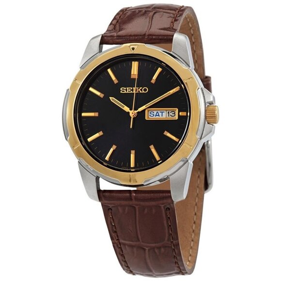 NWT Authentic Seiko Essentials Quartz Black Dial Men's Watch - Picture 1 of 3